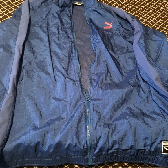 PUMA Mens Neon Pink Blue Full Zip Logo Jacket Nylon Sz 3XL